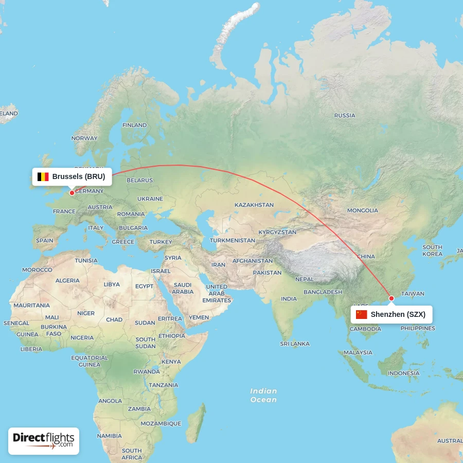 SZX - BRU route map