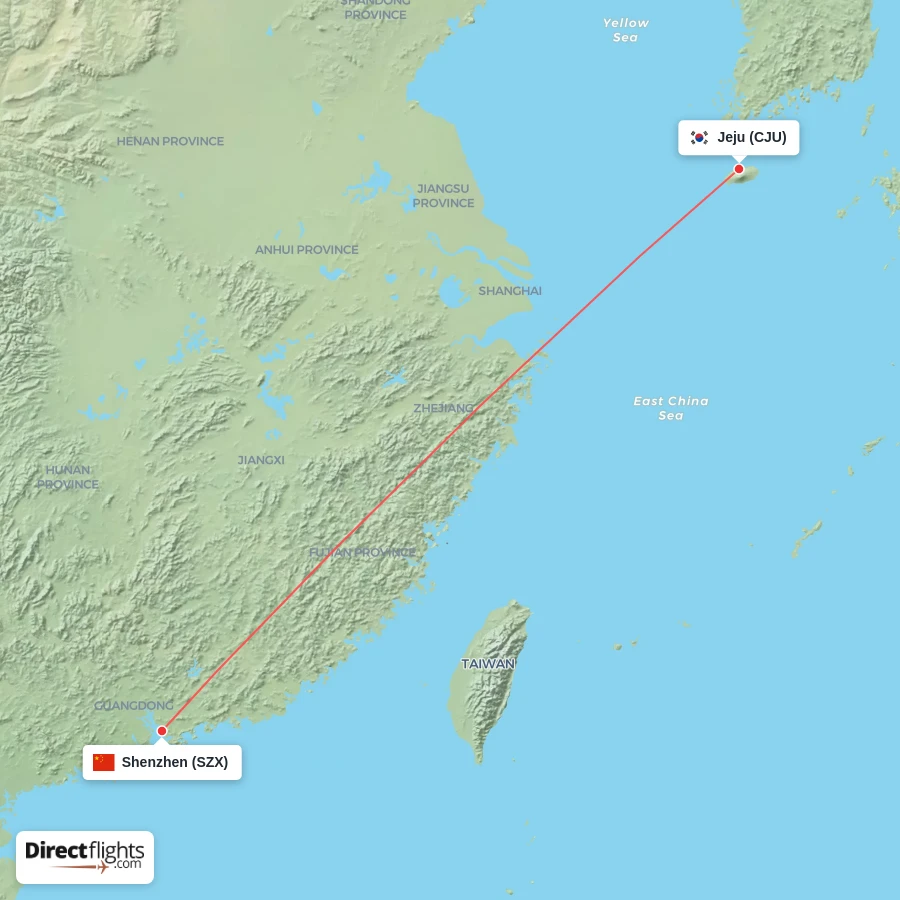 SZX - CJU route map