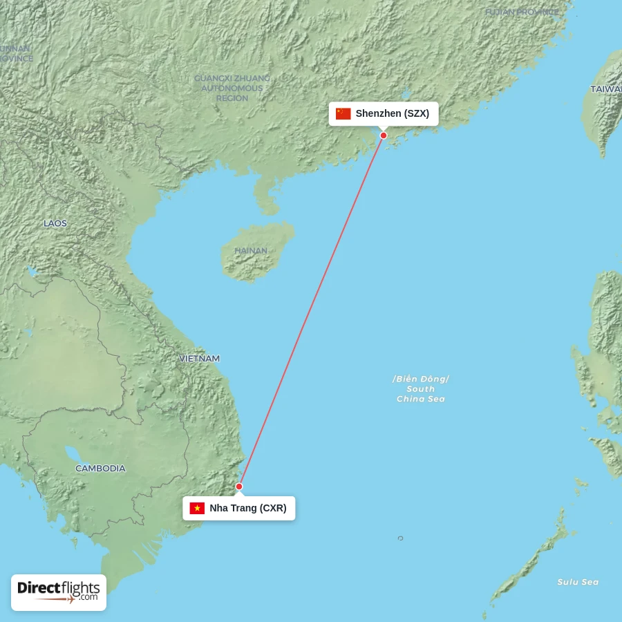 SZX - CXR route map