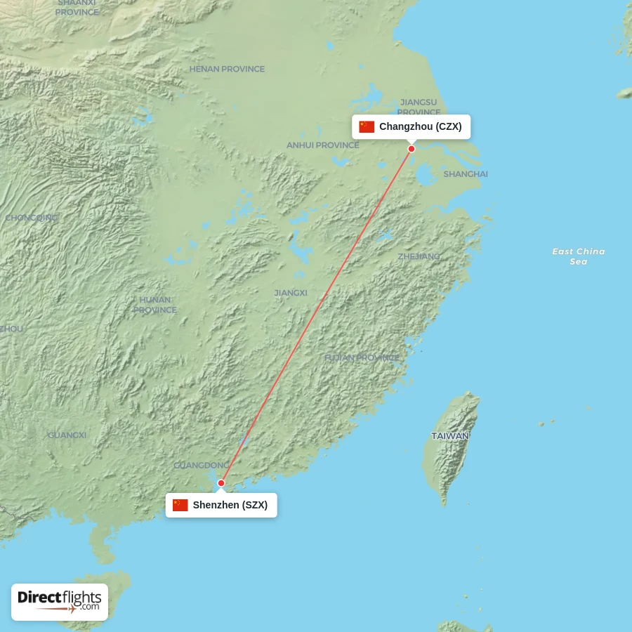 SZX - CZX route map