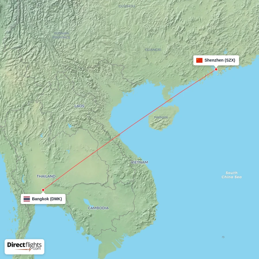 SZX - DMK route map