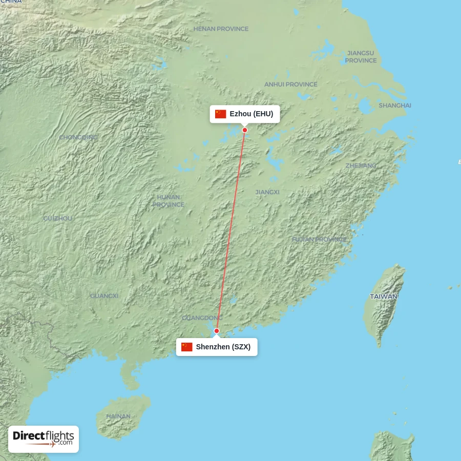 SZX - EHU route map