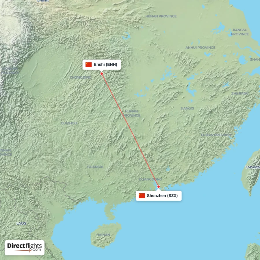 SZX - ENH route map
