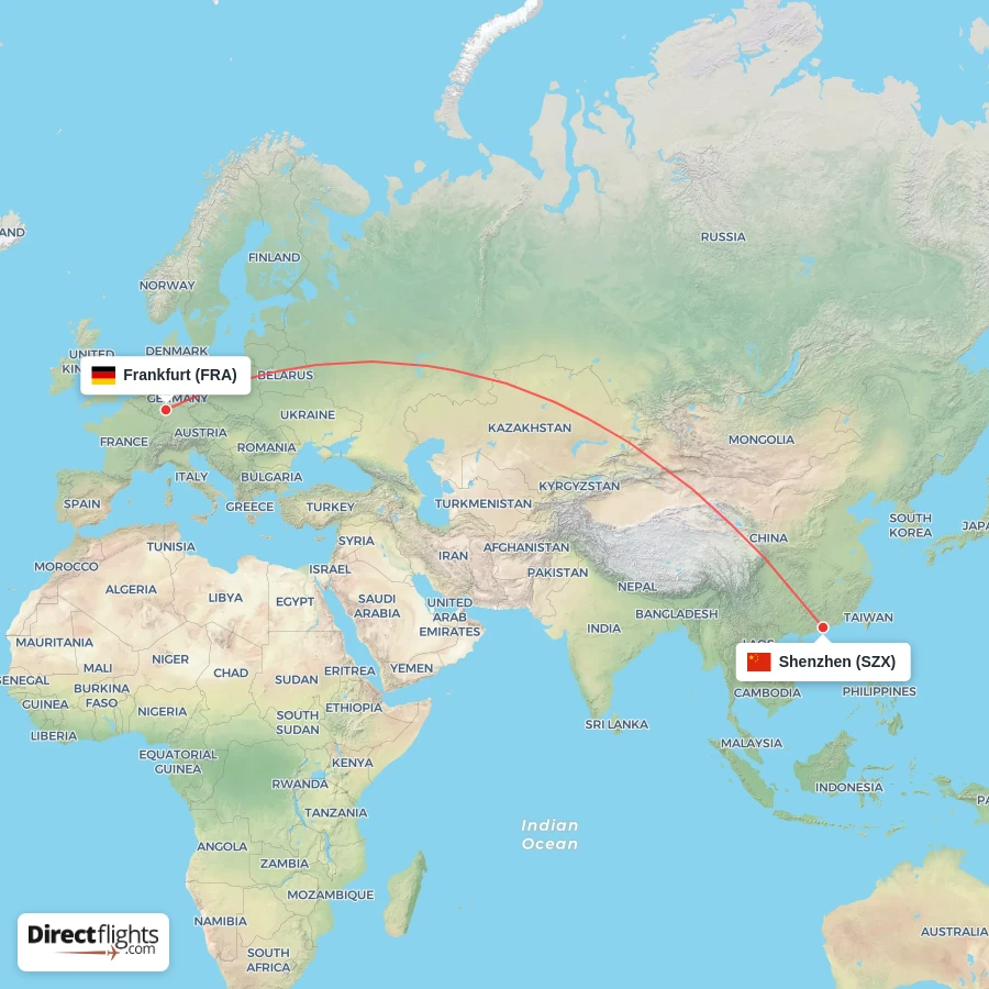 SZX - FRA route map