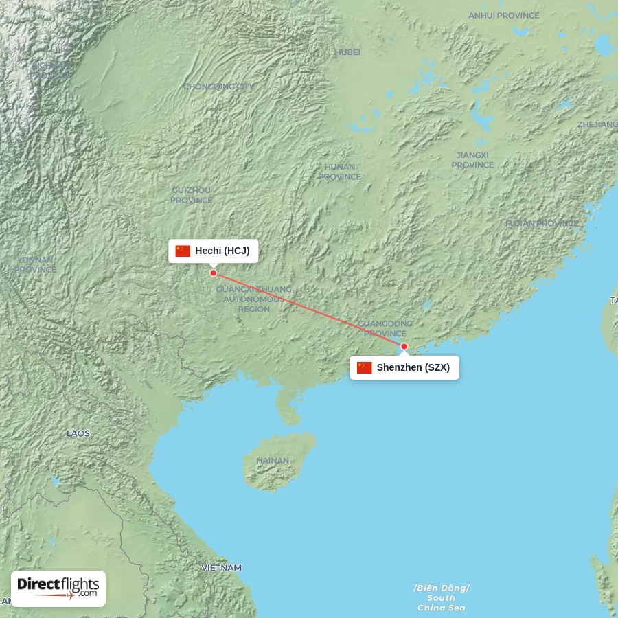 SZX - HCJ route map