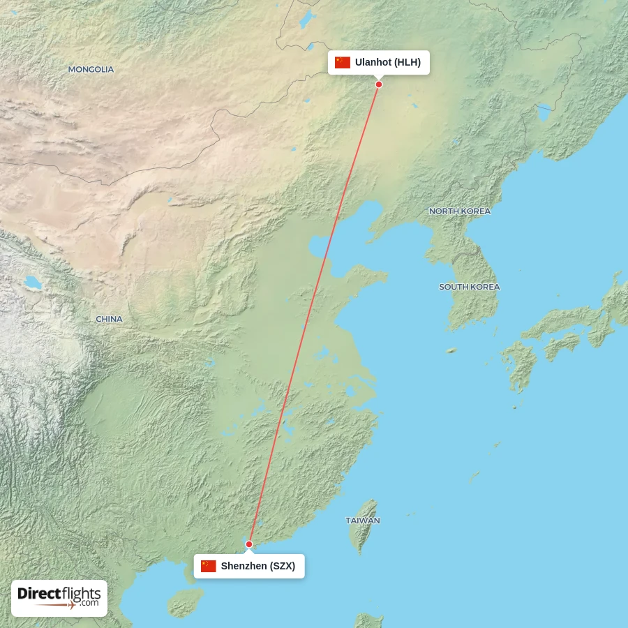 SZX - HLH route map