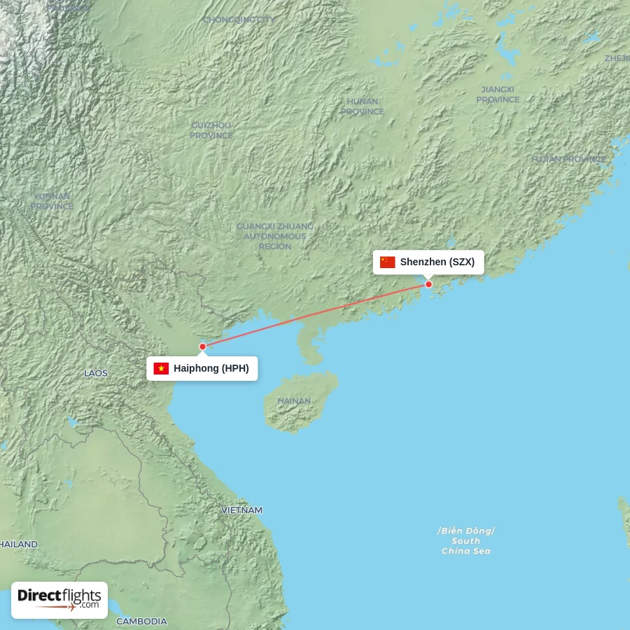 SZX - HPH route map