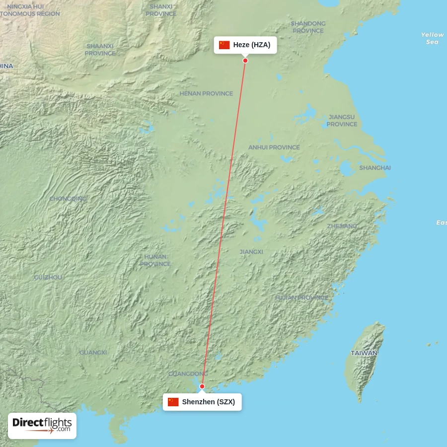 SZX - HZA route map