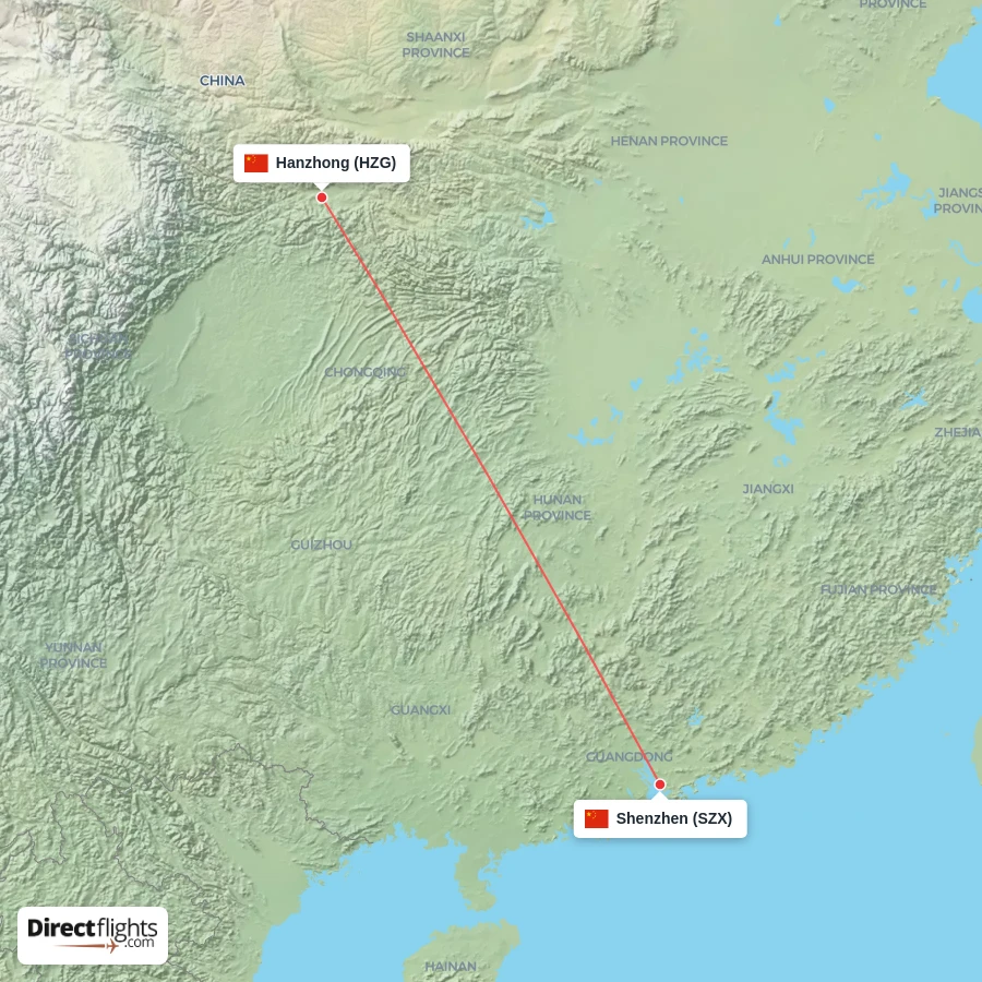 SZX - HZG route map