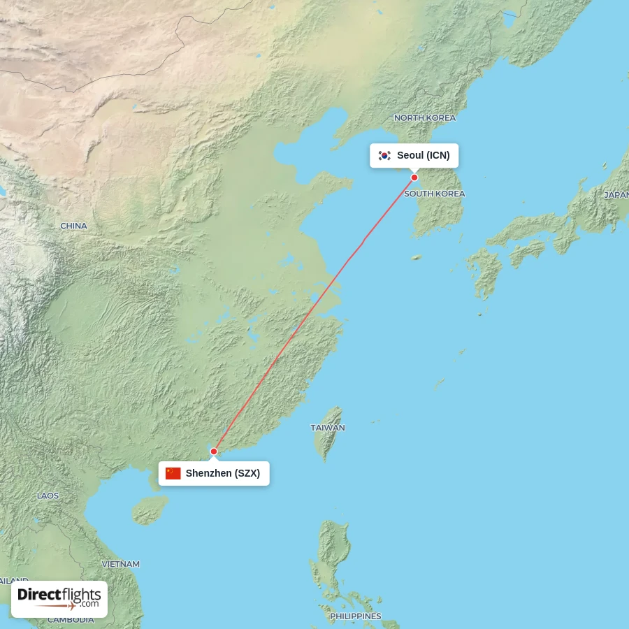 SZX - ICN route map
