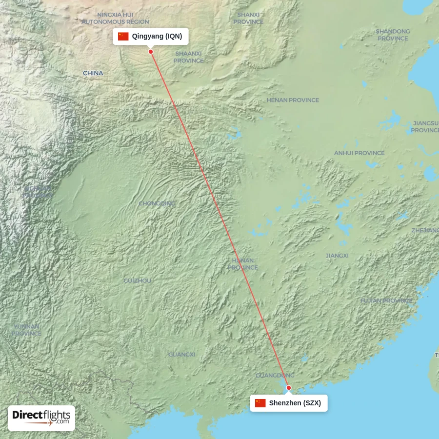 SZX - IQN route map