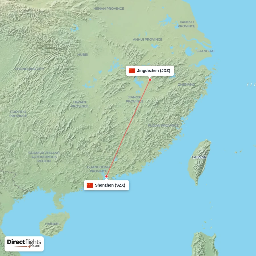 SZX - JDZ route map