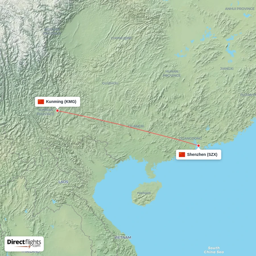 SZX - KMG route map