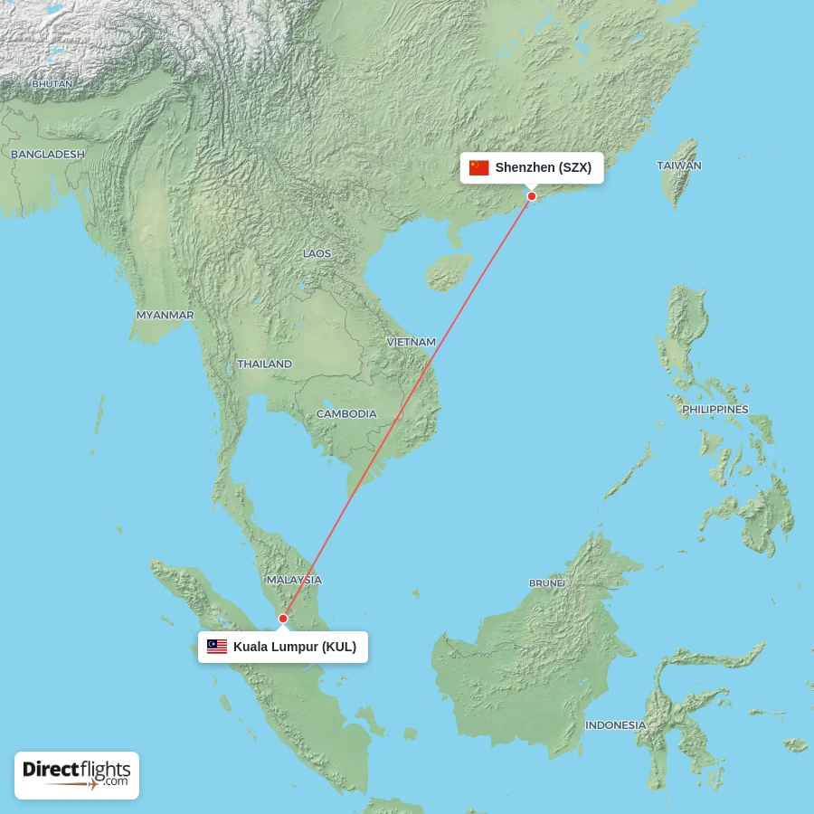 SZX - KUL route map