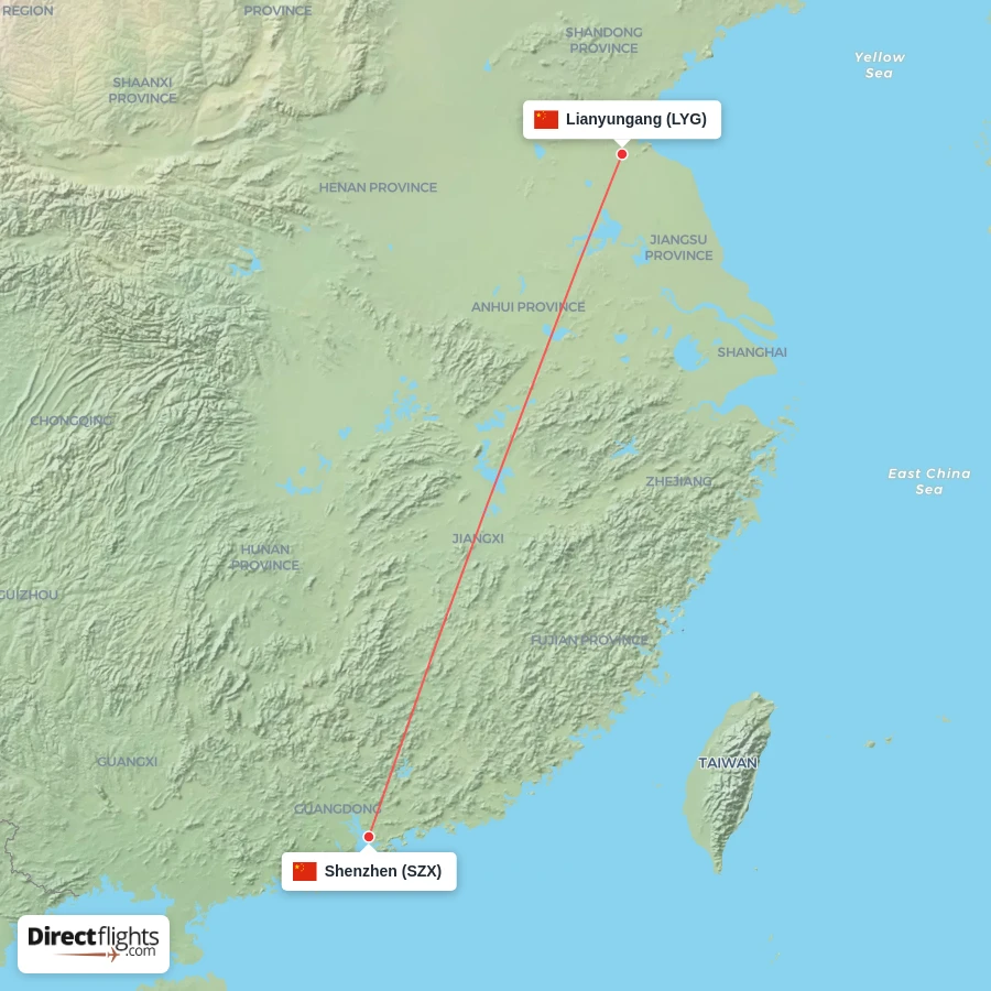 SZX - LYG route map