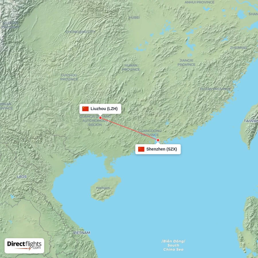SZX - LZH route map