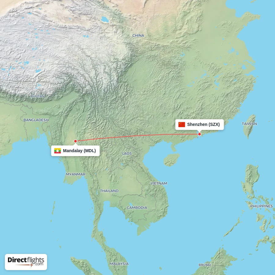 SZX - MDL route map