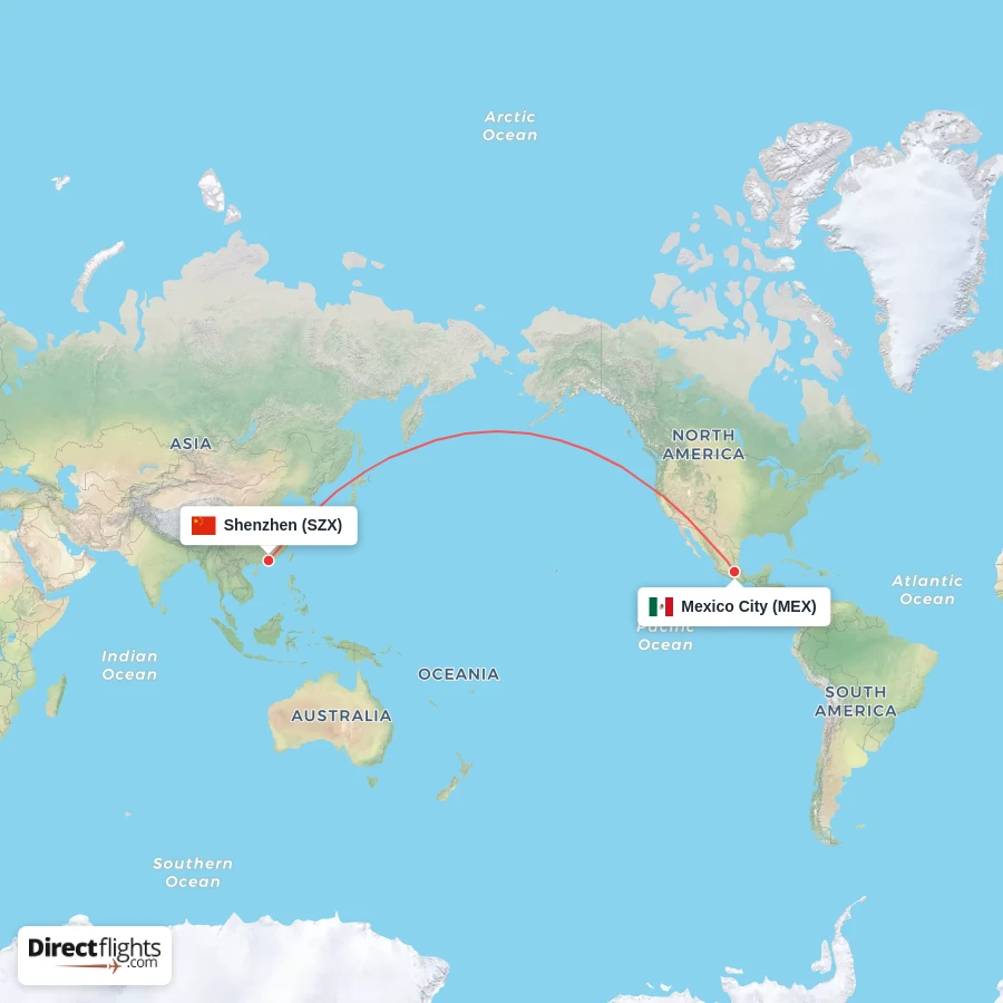 SZX - MEX route map