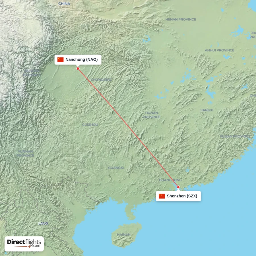 SZX - NAO route map