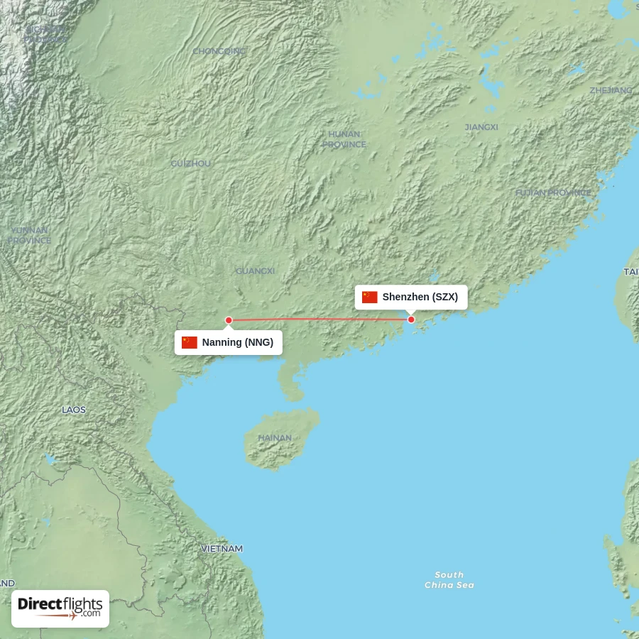 SZX - NNG route map