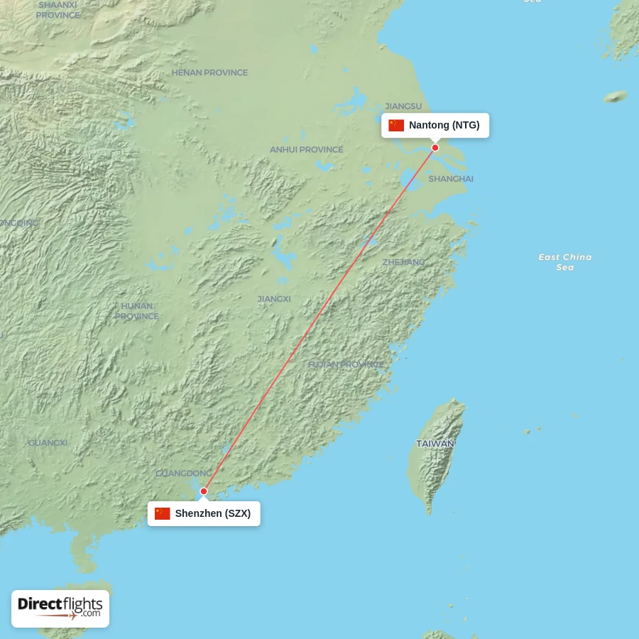 SZX - NTG route map
