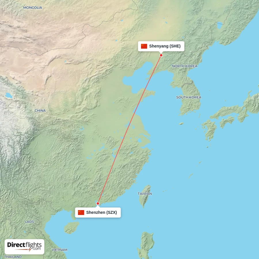 SZX - SHE route map