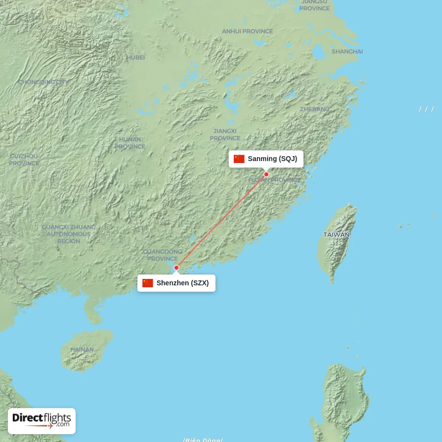 SZX - SQJ route map