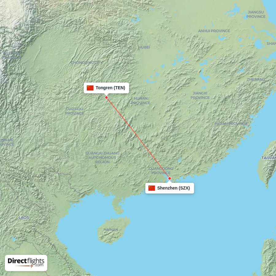 SZX - TEN route map