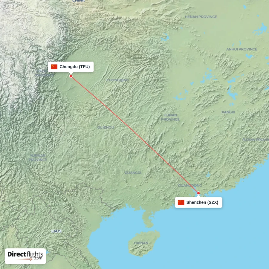SZX - TFU route map