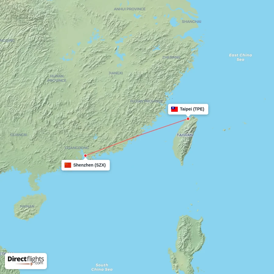 SZX - TPE route map