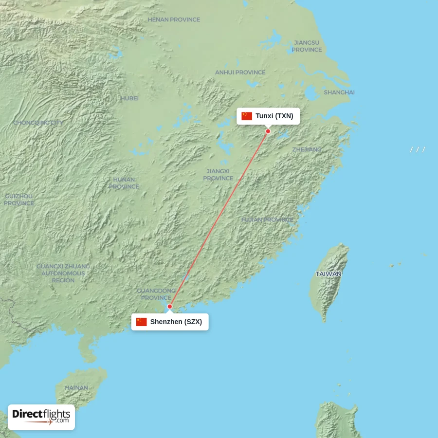 SZX - TXN route map