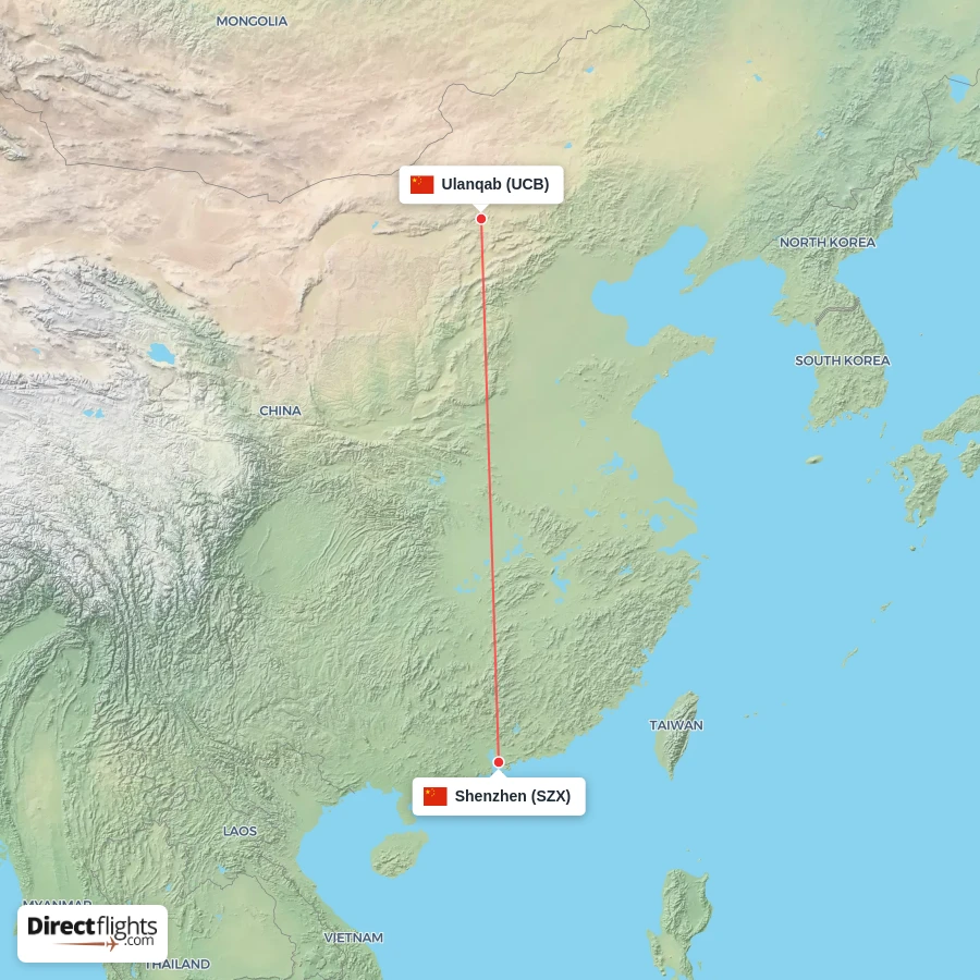 SZX - UCB route map