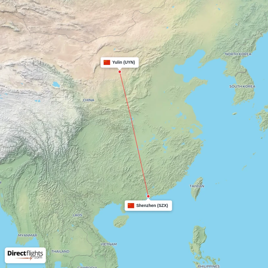 SZX - UYN route map