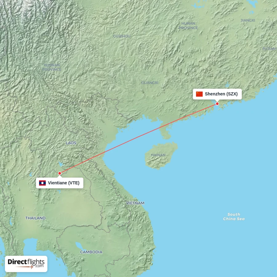 SZX - VTE route map