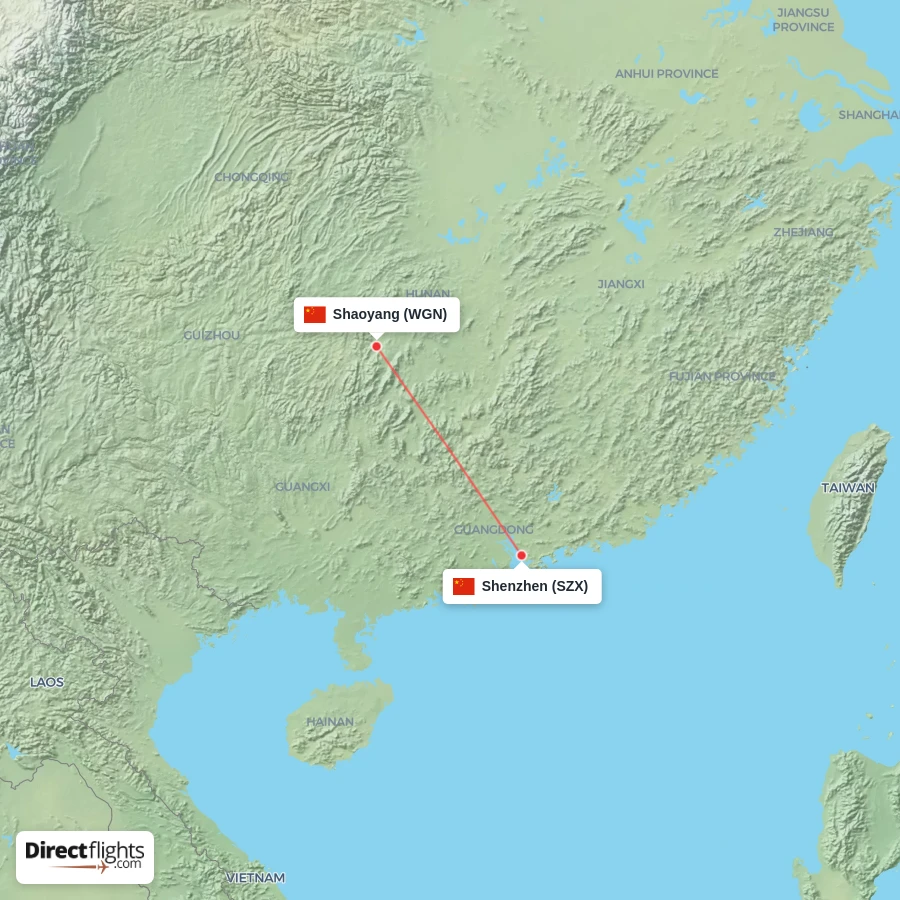 SZX - WGN route map