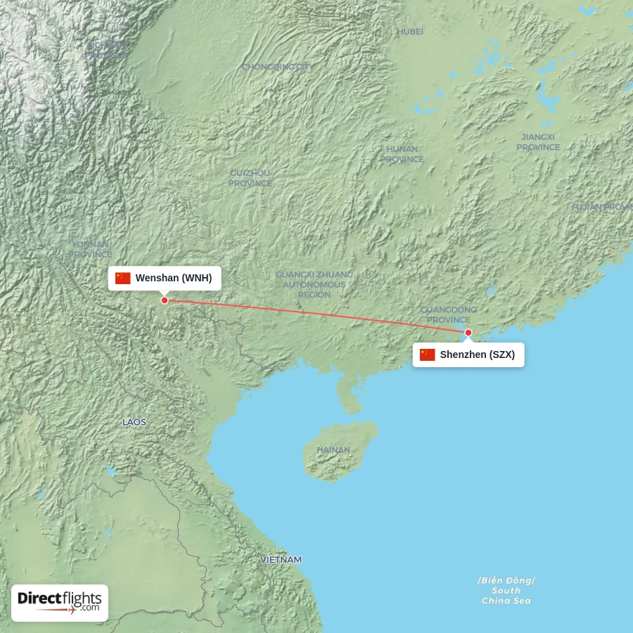 SZX - WNH route map