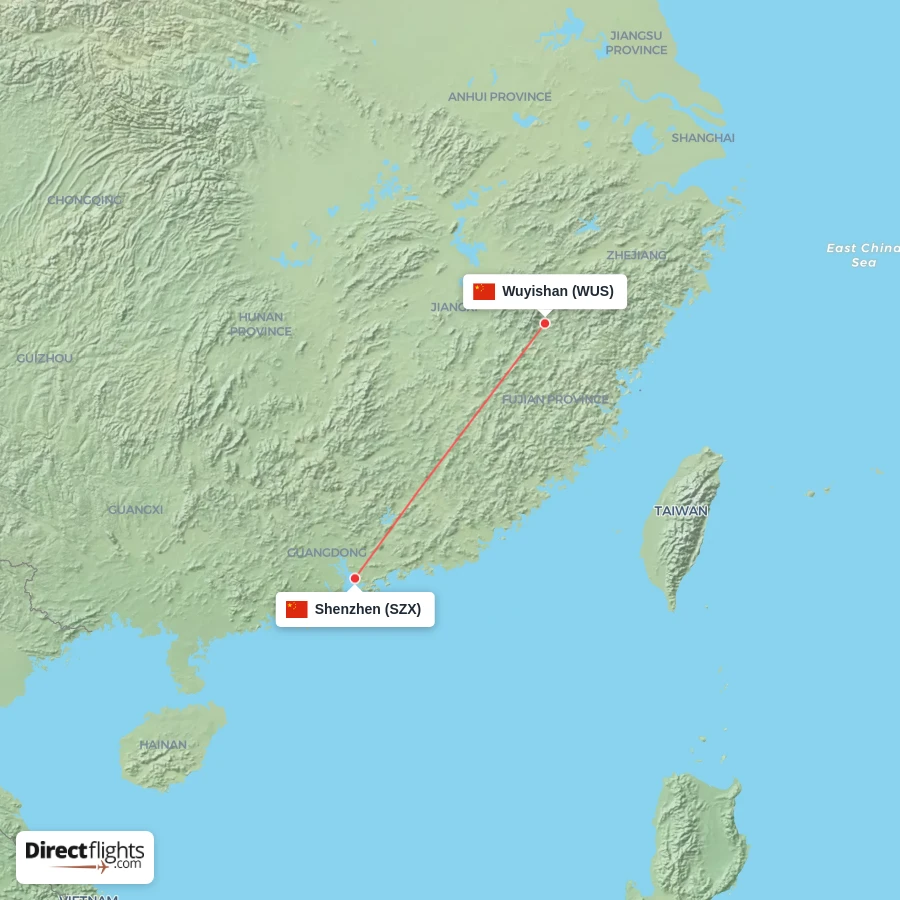 SZX - WUS route map