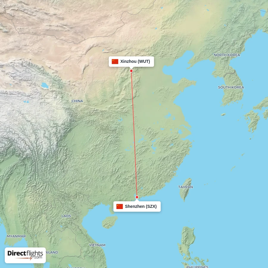 SZX - WUT route map