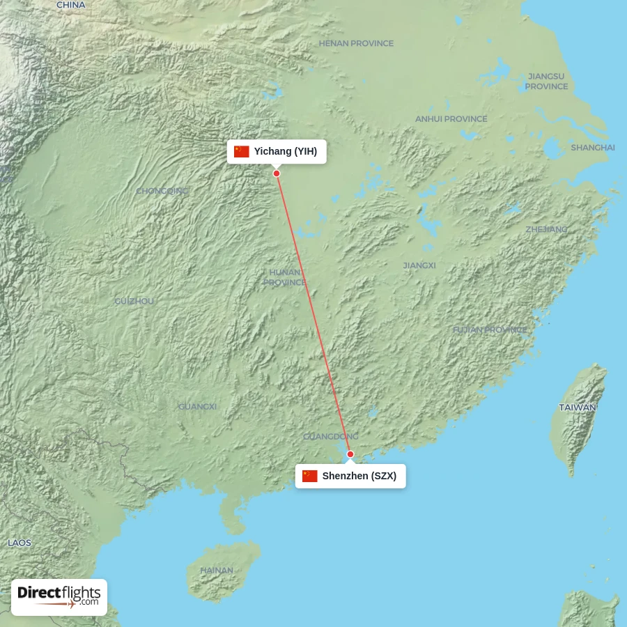 SZX - YIH route map