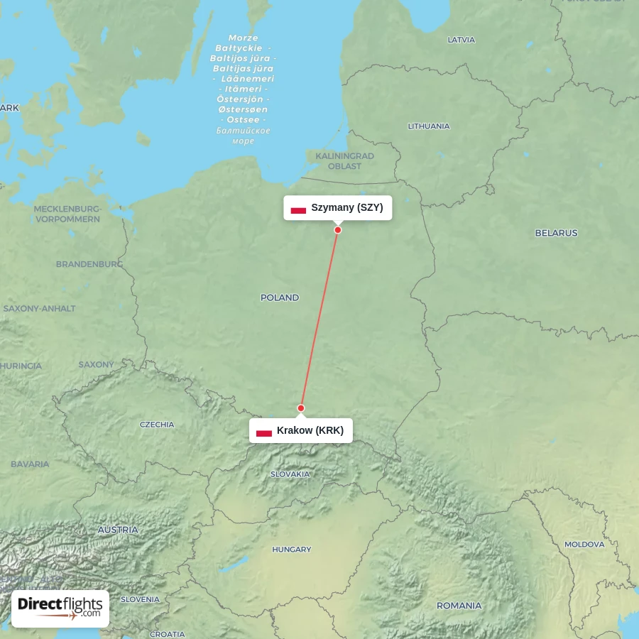 SZY - KRK route map