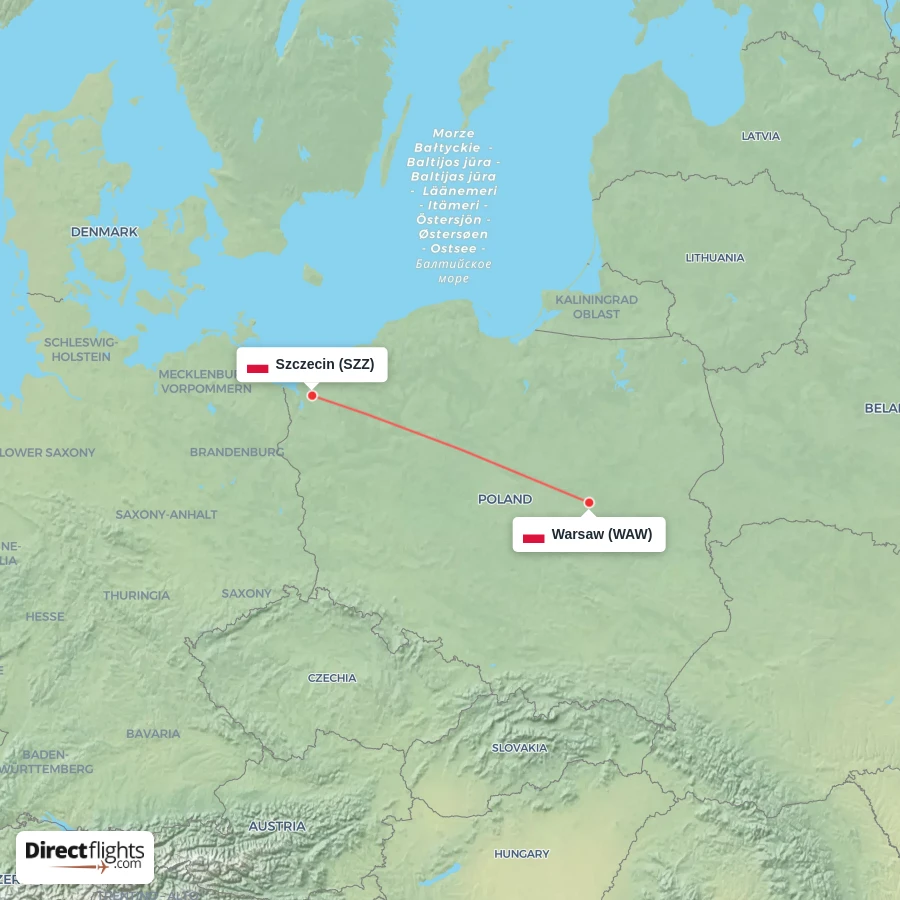 SZZ - WAW route map