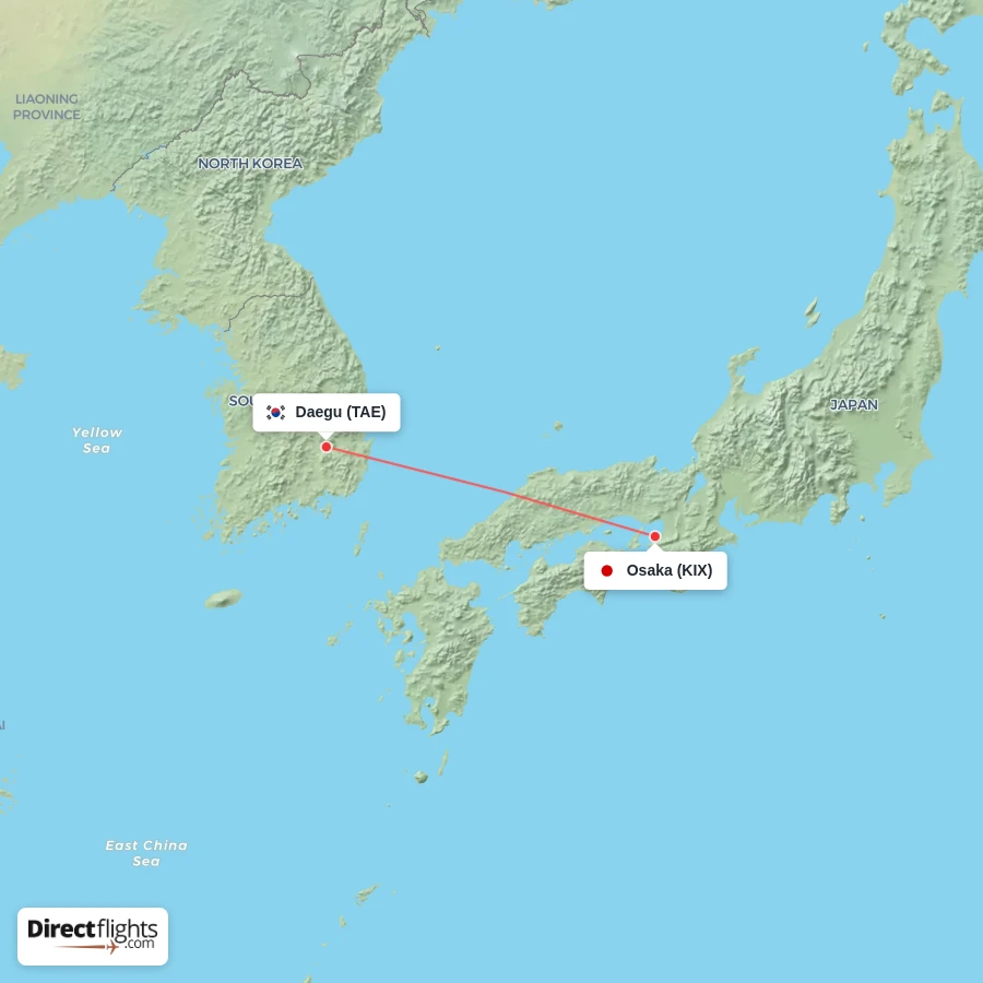 TAE - KIX route map