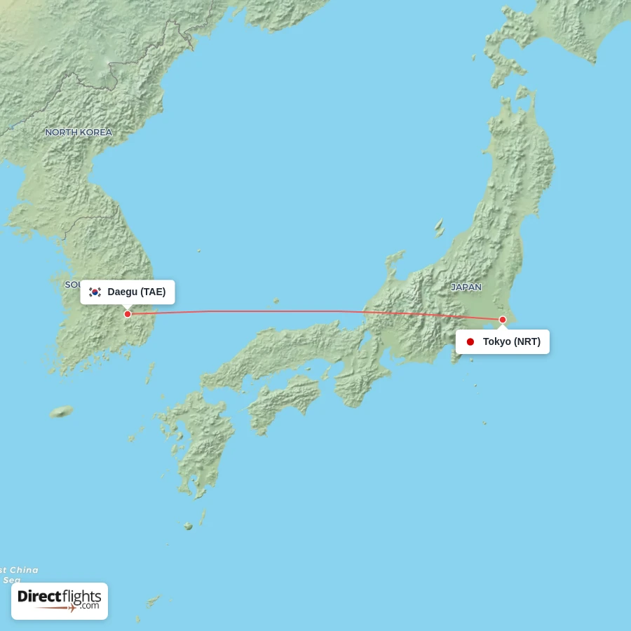 TAE - NRT route map