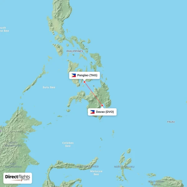 Panglao - Davao direct flight map