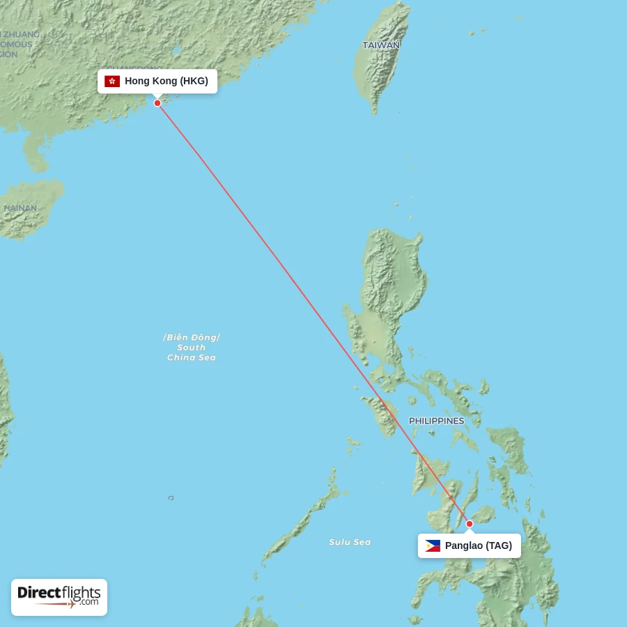 TAG - HKG route map