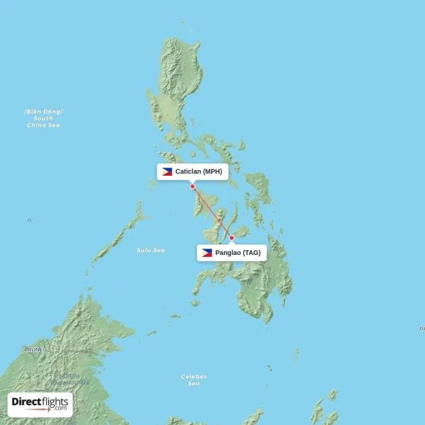 Panglao - Caticlan direct flight map