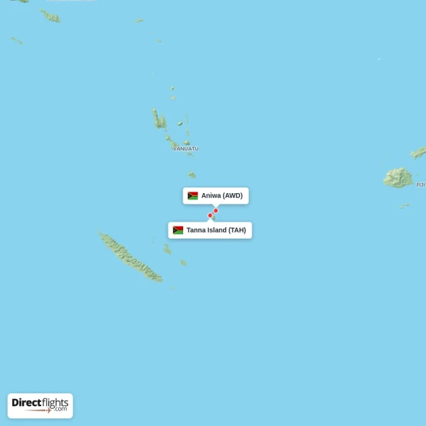 Tanna Island - Aniwa direct flight map