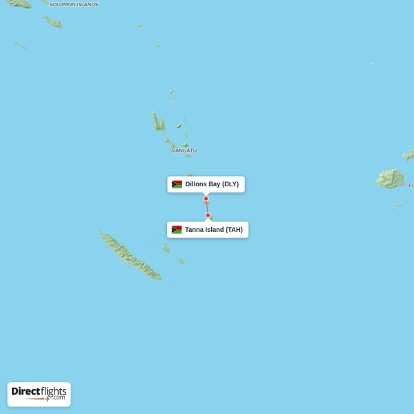Tanna Island - Dillons Bay direct flight map