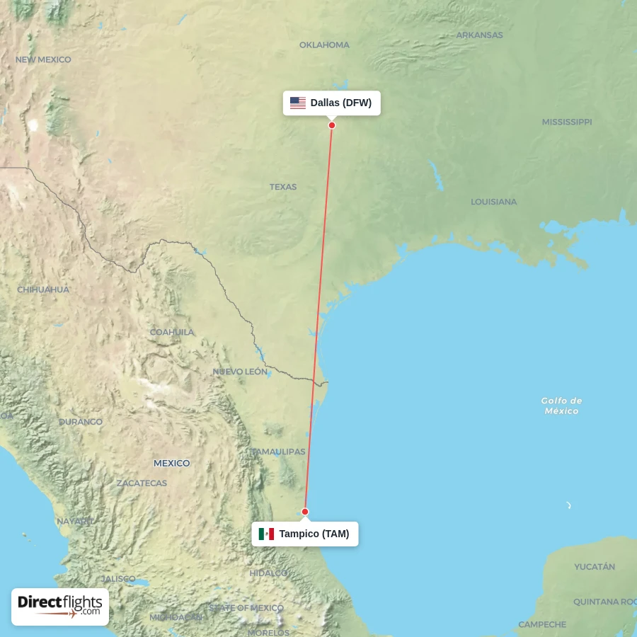 TAM - DFW route map