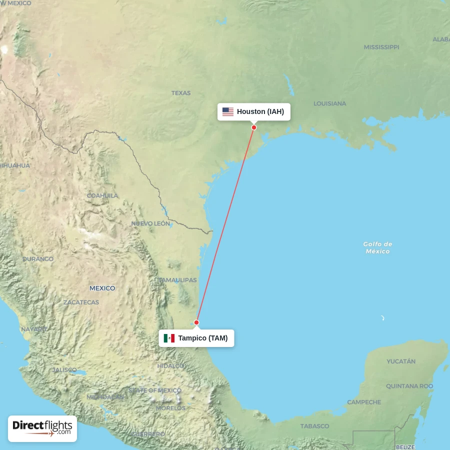 TAM - IAH route map